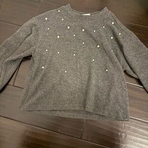 Zara Black Sweater with Pearl Details